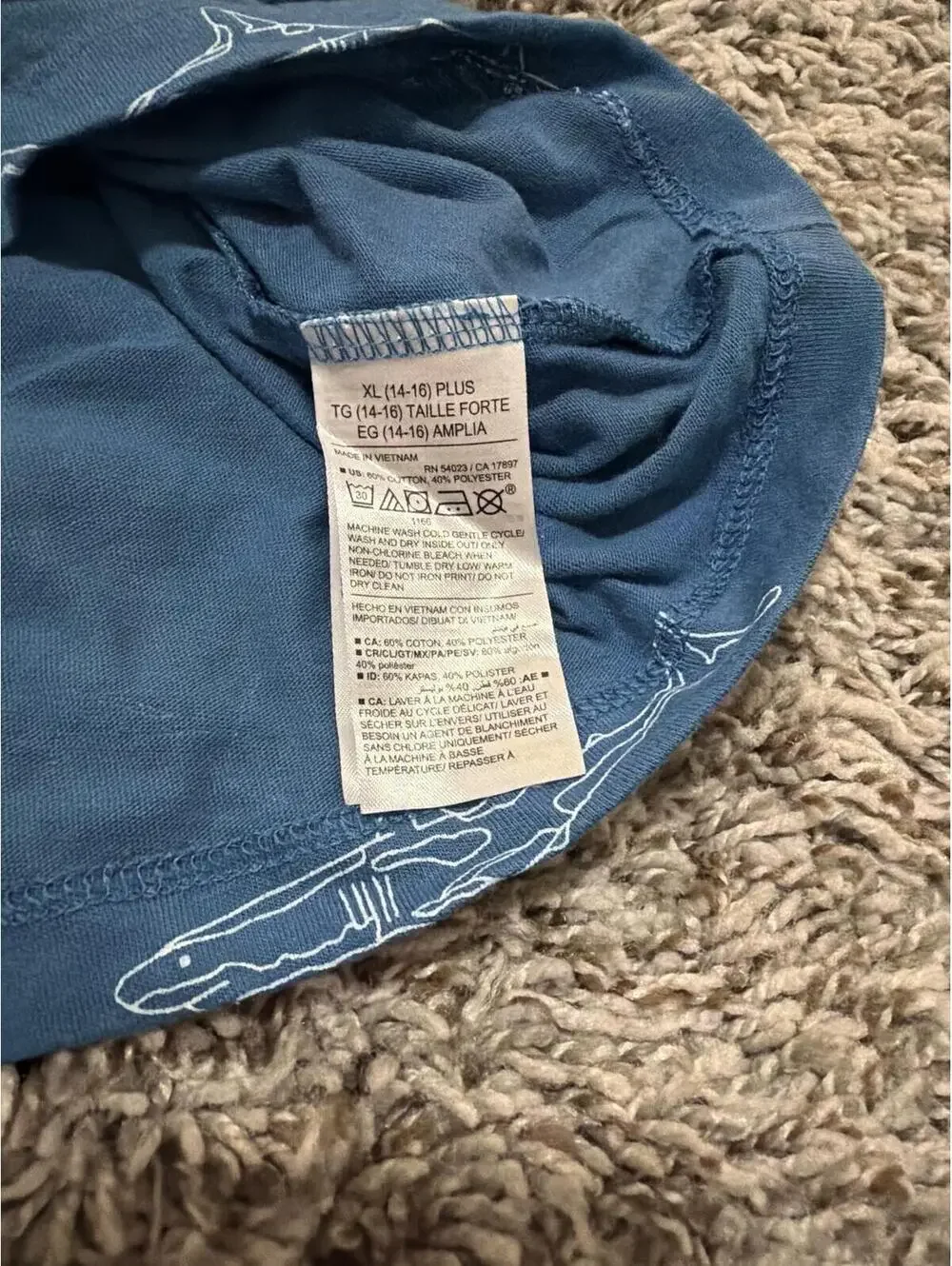 Old Navy Boys Blue Shark Print T-Shirt XL Plus